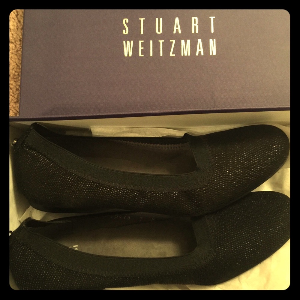 Stuart Weitzman stretch flat black metallic